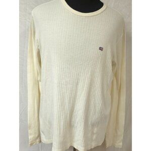 Vtg Polo Jeans Ralph Lauren XL Cream Stripe Pullover Long Sleeve Flag Sweater